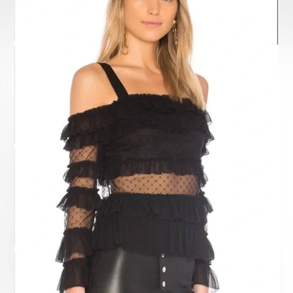 Alexis Karissa black Ruffle mesh Top
